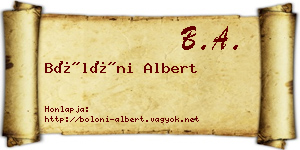 Bölöni Albert névjegykártya